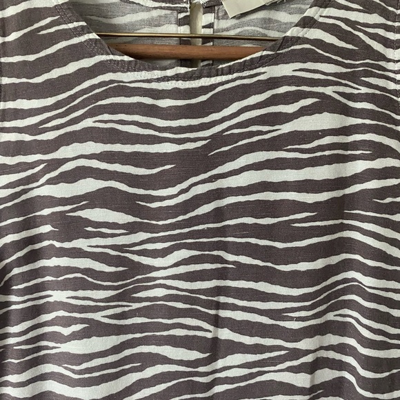 Loft Women’s Sleeveless Zebra Print Linen MidLength Dress White&Brown Size 8 - Picture 4 of 16